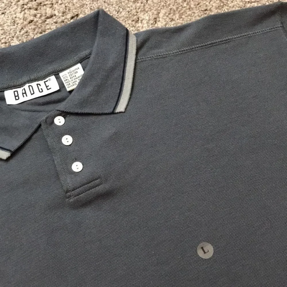 NWT Vintage 80s 90s Badge Gray Polo Shirt Sz Large